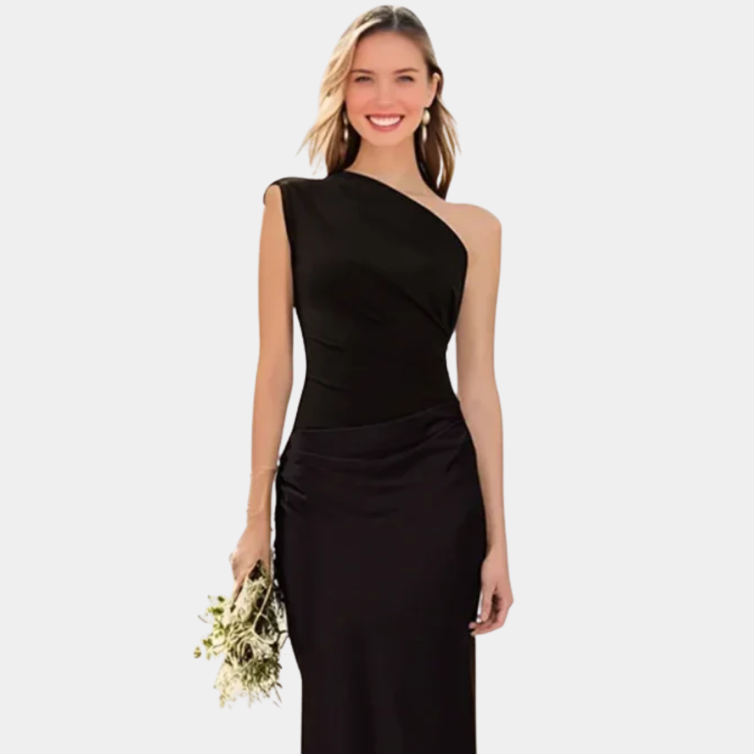 Aleida | Robe Maxi Satin à Épaule Unique