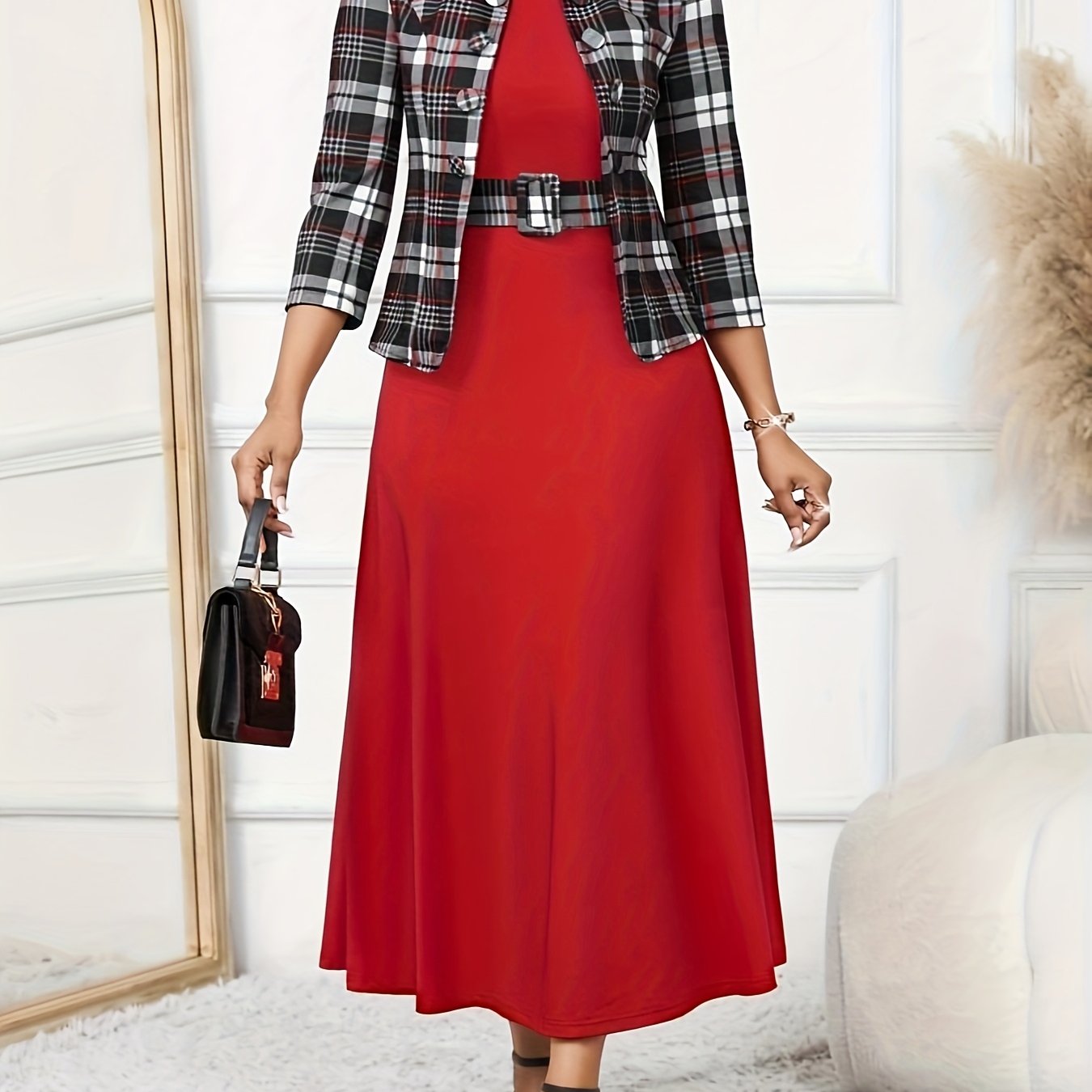 Amelie Lane | Ensemble Deux Pièces Imprimé avec Ceinture