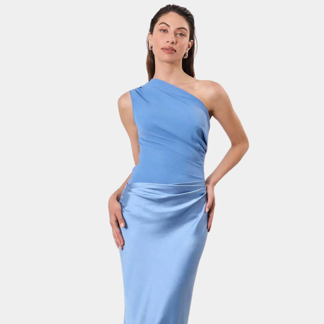 Aleida | Robe Maxi Satin à Épaule Unique