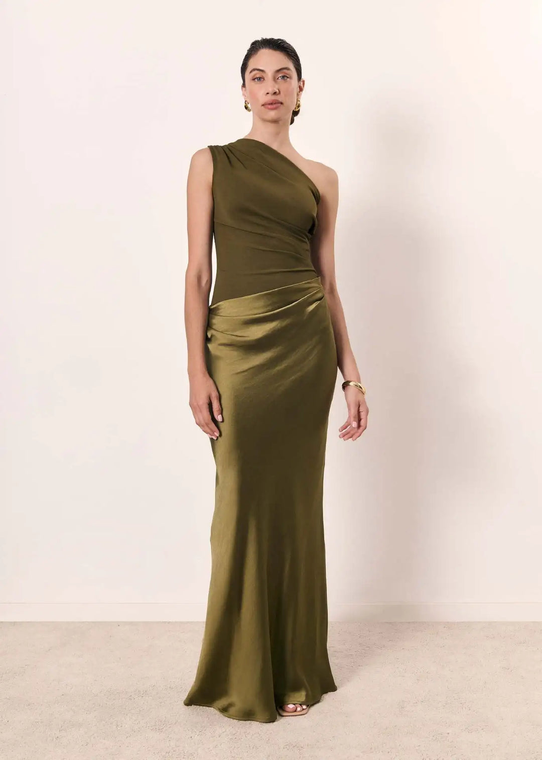 Aleida | Robe Maxi Satin à Épaule Unique