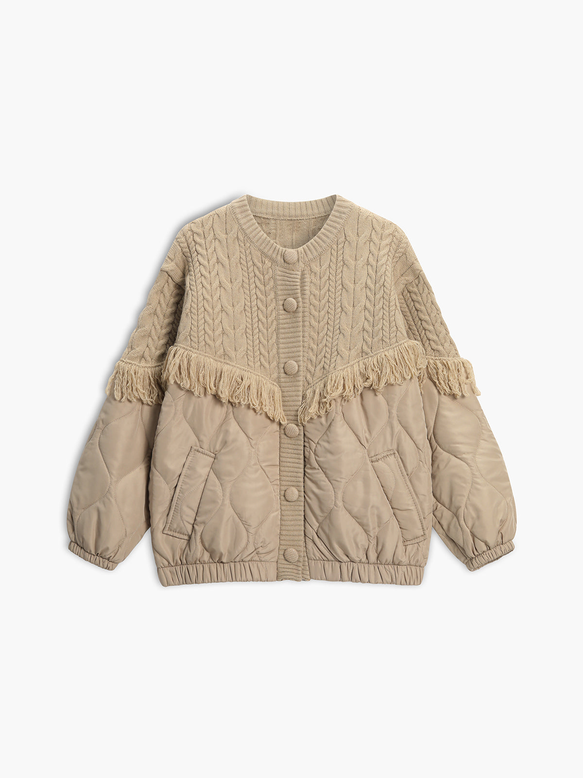 Beclaire™ | Veste matelassée en tricot torsadé patchwork